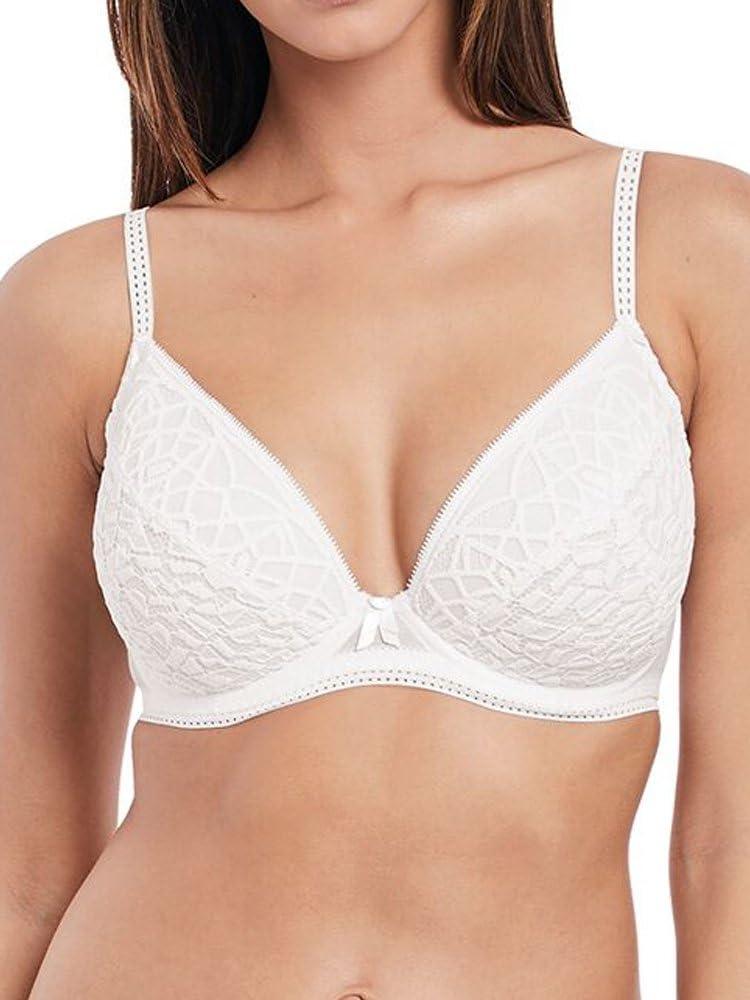 Freya Womens Soiree Lace Padded Plunge Bra (36G, White) Freya Womens Soiree Lace Padded Plunge Bra (36G, White)