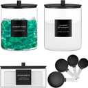 3 Pack Glass Jars and Acrylic Dryer Sheet Holder, Laundry Pods Container with Bamboo Lid and Measuring Cups for Laundry Room Organization, Powder Detergent Containers (Black)
