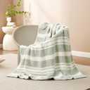 Snuggle Sac Stripe Sage Green Throw Blanket for Couch, Super Soft Warm Blankets Cozy Knit Fuzzy Plush Lightweight Throws for Sofa, Bed,Living Room, Stripe Green, 50x60 inches