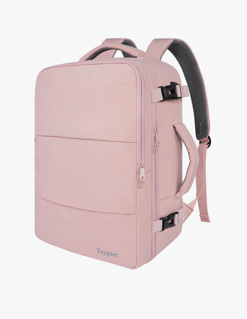 Taygeer Travel Backpack for Women, Carry On Backpack with USB Charging Port & Shoe Pouch, TSA 15.6inch Laptop Mochila Flight Approved, Nurse Bag Casual Daypack for Weekender Business Hiking, Pink