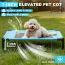 S/M/L Outdoor Elevated Dog Cot with Canopy & Side Shade for Camping Small Medium Dogs (Carry Bag), Portable Cooling Raised Dog Bed