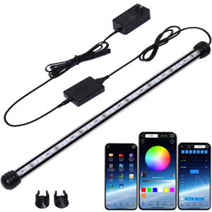 Smart Submersible Aquarium Light with App Timer, 19 Inches LED Fish Tank Light, RGB 16 Million Colors Changing, 7/24 On/Off Automatic, Aquarium Lighting