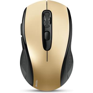 TECKNET Bluetooth Mouse, 4000DPI Wireless Mice for Laptop 2-in-1(BT 5.0/3.0+2.4Ghz) Computer Portable PC Mouse Wireless with USB Receiver for Mac (USB-A+Bluetooth, Black Gold)
