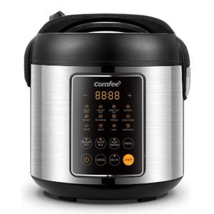 COMFEE' Rice Cooker, 14-in-1 Stainless Steel Multi Cooker, Slow Cooker, Steamer, Sauté, and Warmer, 5.3 QT, 20 Cups Cooked (10 Cups Uncooked), Brown Rice, Quinoa and Oatmeal