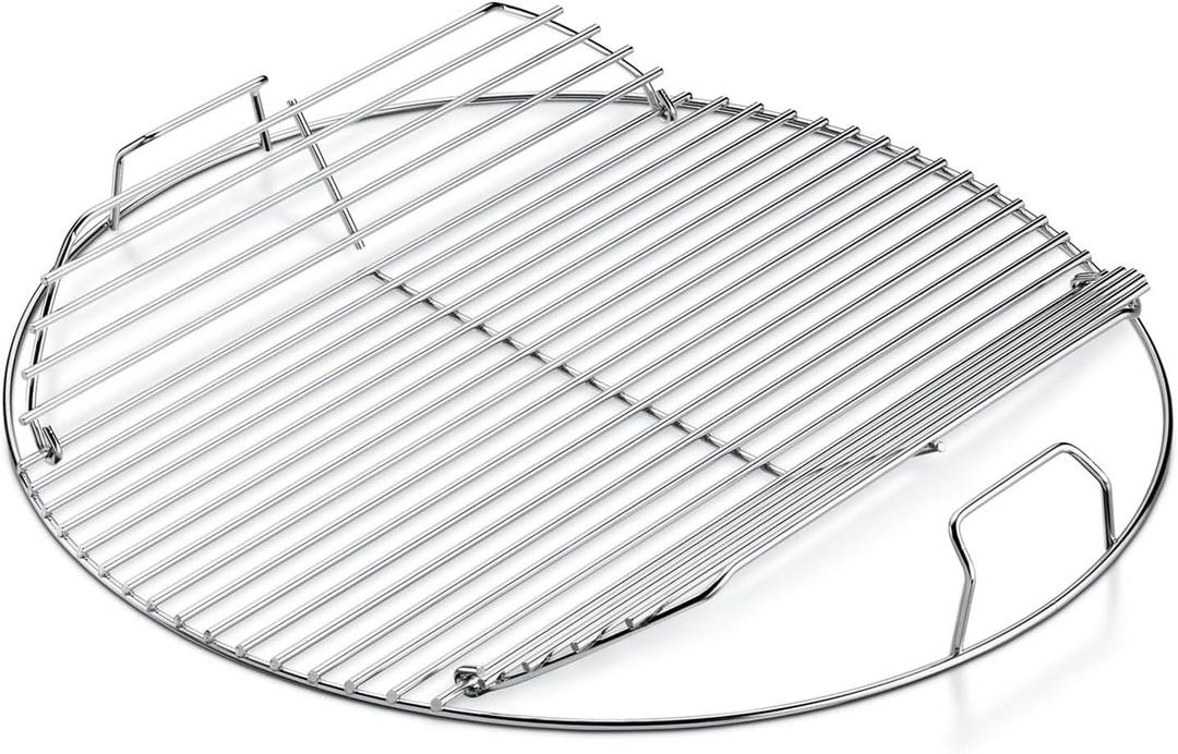 Hinged Cooking Grate for 22” Charcoal Grill, Round Charcoal Grate for Weber 7436, Grill Grate Replacement Part for Weber One-Touch, Smokey Mountain Cooker, 22" Kettle Charcoal Grill Parts with Handle
