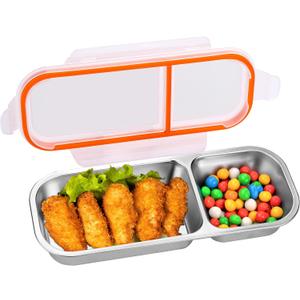 Mity rain Stainless Steel Snack Containers Reusable with Lids - 2 Compartment Leakproof Snack Box for Kids, Reusable Dishwasher- Portable Food Storage Box for Adults, School Travel Camping Home