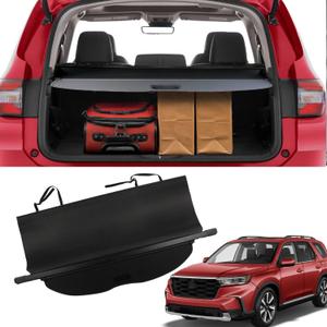 Marretoo for Honda Pilot Cargo Cover 2025 2024 2023 for Honda Pilot EX-L Elite Touring Accessories Upgrade Version No Gap Black Retractable Trunk Cover Security Shield Shade