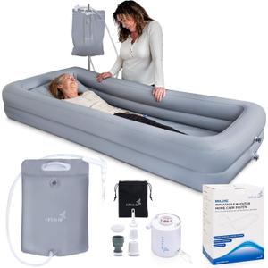Circa Air Portable Bath Tubs Adults - Inflatable Bathtub with Bedside Shower Bag & Electric Pump, Full Body Washing in Bed, Bed Bath Supplies, Portable Shower Bed, Blow Up Tub, Hair Shampoo Basin