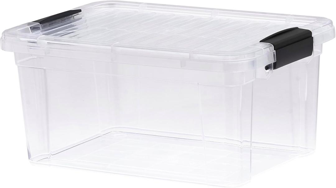 Superio Clear Storage Box with Lid, 6.75 Quart Plastic Container Bins for Organizing, Stackable Crates, BPA Free, Non Toxic, Odor Free, Organizers for Home, Office, School, and Dorm (12"x8.25"x5.75")