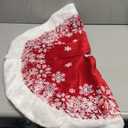 GMOEGEFT Christmas Tree Skirt 32 Inches Red Velvet with Snowflakes Xmas Decorations Holiday Decor, Velvet with Faux Fur