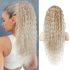 SEIKEA Ponytail Extension, PT005 Isabella 26" Long Bohemian Curly Highlight Drawstring Ponytail Multi Layered Light Fluffy Soft Clip in Hair Extensions Ponytail Natural Dark Blonde to Light Blonde