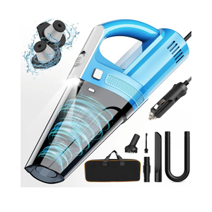 Car Vacuum, Portable Car Vacuum Cleaner with 7000PA Suction, DC 12V High Power 16.4Ft Cord Wired Vacuum Cleaner for Car, LED Light, Lightweight, 0.33L Capacity, Storage Bag - Blue