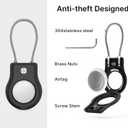 Air Tag Holder - (4 Pack) Air tag Lock Keychain with Wire Cable Compatible with Apple AirTag,Ultra Durable Anti-Lost Protective Case with Keyring for Luggage, Key, Backpack, Pet, Bag, Black