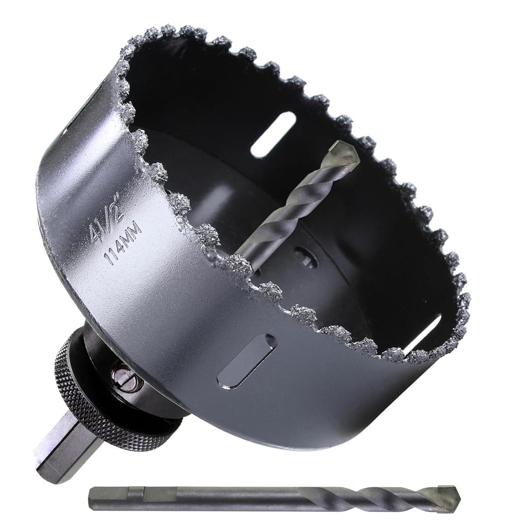 4-1/2 inch Carbide Grit Hole Saw Cutter for Hardy Plank Air Brick Stucco Drywall Fiber Cement siding Backer Board Plasterboard