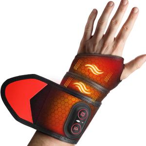 Cordless Wrist Heating Pad Wrap with Vibration, Rechargeable Heated Wrist Brace for Hand Pain Relief Red Light Heating Pad for Women and Men Wrist, Hand, Arm, Leg, Ankle