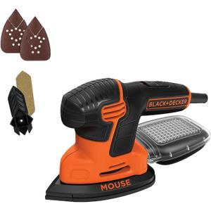 BLACK+DECKER Detail Sander, 1.2 Amp, 16,000 OPM, Compact Design, 3-Position Grip for Comfort, Includes Dust Collector, Corded (BDEMS600)