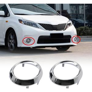 FZJDSD 1 Pair Fog Light Lamp Bezel Cover 52713-08020 52712-08020 Compatible with Toyota Sienna SE 2011 2012 2013 2014 2015 2016 2017 Fog Light Lamp Bezel Cover Chrome Trim Rings # TO1038150 TO1039150
