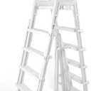 Blue Wave A Frame Flip Up Ladder for 48 to 54-in Deep Above Ground Pools  No Deck Required - Weather-Resistant Resin with Non-Skid Treads & Anti-Entrapment Design - Easy Setup, 350-lb Capacity