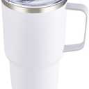 Cool Yoleb 30 oz Tumbler with Handle and Lid, Stainless Steel Tumblers Double Wall Vacuum Insulated Travel Mug Leak Proof Cup Keep Drinks Cold and Hot White, 1 Pack