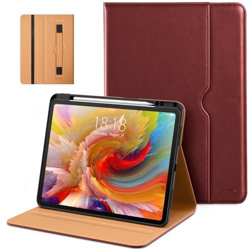 DTTO for iPad Pro 13 inch Case (M5/M4) 2025/2024, Premium Leather Business Folio Stand Cover with Pencil Holder - Auto Wake/Sleep & Multiple Viewing Angles, Built in Hand Strap & Pocket, Burgundy Red