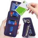 for iPhone 16 Plus Phone case with Card Holder with Compatible magsafe Magnetic, Key Chain PU Leather Flip Kickstand Detachable 2-in-1 Wallet case for Apple16Plus Women Men-Purple