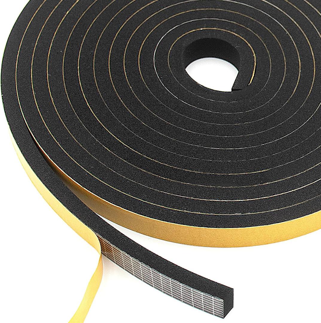 3 x Weather Stripping Door Seal Strip, Strong Adhesive, Soundproof, Lightproof, Weatherproof Foam Tape Insulation Strip for Sliding Door, Front Door Frame, Windows (1/2 in x 1/4 in x 13Ft)