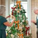 3 x 24 Pcs Satin Ribbon Bows, Christmas Tree Bows Wreath Bows Tree Topper Bow for Door Windows Garland Xmas Home Wedding Decorations Indoor Outdoor (DarkRedDarkGreenKhaki)