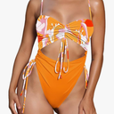 Viottiset Women's Cut Out Drawstring One Piece Swimsuit Cheeky High Cut Bathing Suit | L