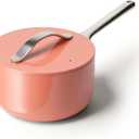 Caraway Nonstick Ceramic Sauce Pan with Lid (3 qt) - Non Toxic, PTFE & PFOA Free - Oven Safe & Compatible with All Stovetops (Gas, Electric & Induction) - Perracotta