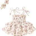 Baby Girl Clothes Infant Summer Romper Dress Sleeveless Bodysuit Jumpsuit with Headband Toddler Outfits (3-6 M)
