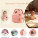 Diaper Bag Backpack for Women - Multifunction Travel Essentials Baby Diaper Bag with Changing Pad, Large Backpack Baby Girl Boy, Insulated Bottle Holders & Stroller Straps (Pink+Orange)