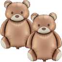 12 Pcs 21x35'' Big Brown Bear Balloons Matte Cartoon Bear Foil Birthday Balloons for Home Decor Jungle Animal Farm Safari Zoo Woodland Themed Party Baby Shower Decoration Supplies (Classic)