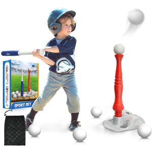 EagleStone T Ball Sets for Kids 3-5, 5-8, Tee Ball Set for Toddlers, Baseball Outdoor Toy Includes 6 Large Balls, Adjustable Teeball Batting Tee, Tball Games for Boys & Girls, Kids Ages 3-12 Years