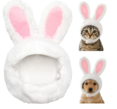 Cat Bunny Rabbit Ears Hat Costumes, Rabbit Ears for Dogs Party Costume Easter, Pet Accessory Cute Headwear, Easter Pet Costume for Cats Small Dogs Puppy (White)