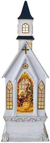 Lightahead Christmas Church Light Lamp with Nativity Scene,Musical Swirling Glitter Warm White LED Light and 8 Melodies Home Christmas Decorations