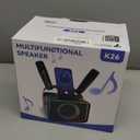 Karaoke Machine,Portable Bluetooth Speaker with 2 Wireless Microphone for Adults & Kids with LED Lights, Karaoke Microphone with PA System Supports USB/TF/AUX,Gift for Party (Black)