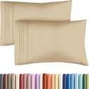 King Pillow Cases Set of 2 - Ultra Soft Hotel Quality Pillowcase Covers - Comfy, Cozy & Wrinkle Free - Shrinkage, Stain and Fade Resistant - Machine Washable Pillow Protectors - 2 Piece Set - Beige
