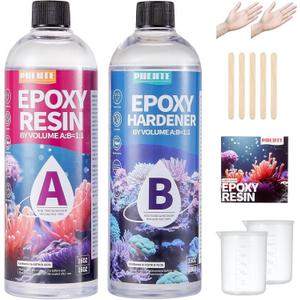 Pnente 32oz Epoxy Resin Kit – Self-Leveling, Zero Bubbles & 5-Year UV Guard for River Tables, Jewelry, Resin Art – Beginner-Friendly 1:1 Mix, Non-Toxic & Non-Yellowing (2X 16oz)