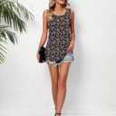 Ficerd Women's Tank Tops Sleeveless Tunic Pleated Crew Neck Blouses Summer Dressy Casual Loose Spring T Shirts (Black, L)