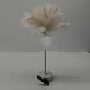 ITICdecor Ostrich Feather Lamp Metal Table Lamp LED Decorative Atmosphere Night Lights Bedside Lamps for Home Party Wedding Decoration Gifts for Dad Mom Wife Girlfriend Teen Girls(White)