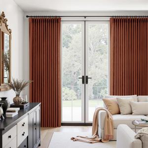Terracotta Burnt Orange Thick Linen Curtains Pinch Pleated 120 Inch Length 2 Panels for Living Room Bedroom Semi Sheer Light Filtering Heavy Linen Drapes 40"W x 120"L (Pack of 2), Terracotta