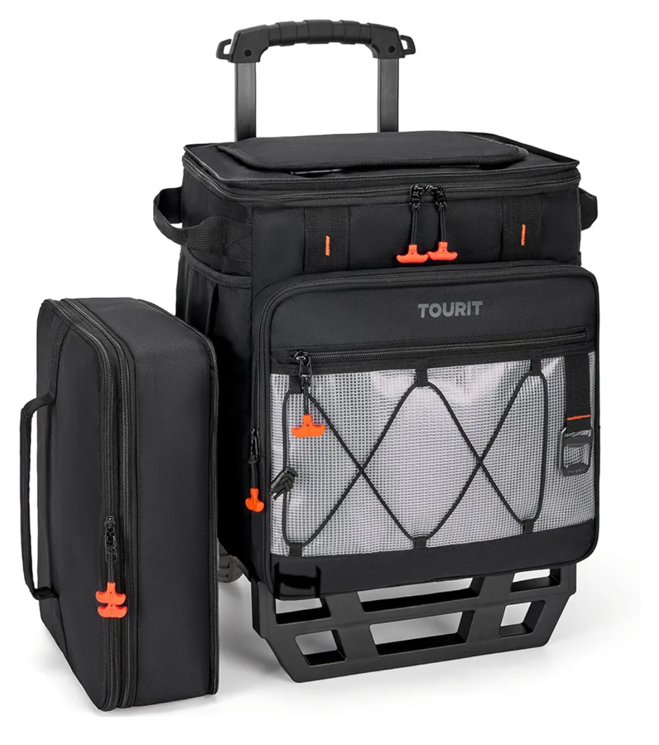 TOURIT 75 Can Rolling Cooler Detachable Double Deck Beach Cooler with Wheels Collapsible for Outdoor, Camping, Picnic, Travel