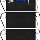 Syntus 3 Pack Server Aprons with 3 Pockets, Waterdrop Resistant Waitress Waiter Waist Apron, 11.5-inch Black