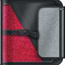 Mead 2 Inch Round Ring Binder, Sewn Fabric, 3 Tab Expanding File, 4 Pockets, Red/Black (29282BJ7)
