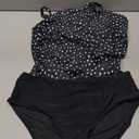 Tempt Me Black White Dot Two Piece Tankini Set Tummy Control Swimsuit for Women High Neck Top with Bottom Bathing Suits Ruched Swimwear, S