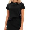 EXLURA Womens Summer 2 Piece Short Skirt Sets Short Sleeve Tshirt Matching Tennis Skort Dressy Cotton Travel Vacation Outfits M