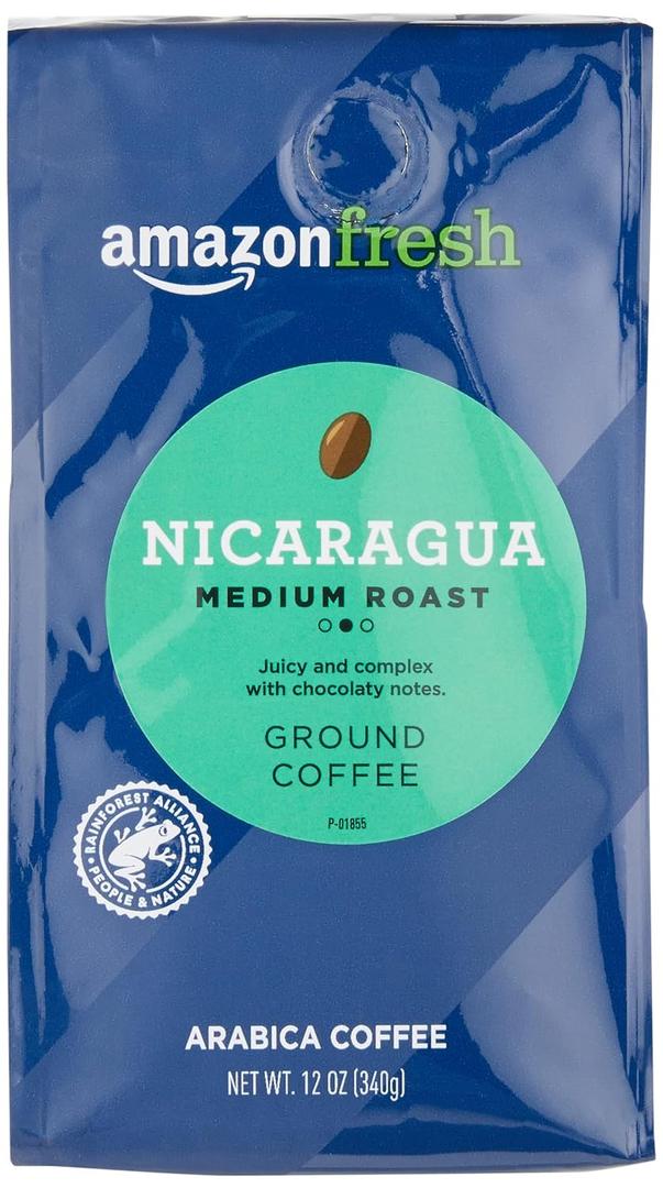 Amazon Fresh, Nicaragua Ground Coffee, Medium Roast, 12 Oz (EXP 09/30/26)
