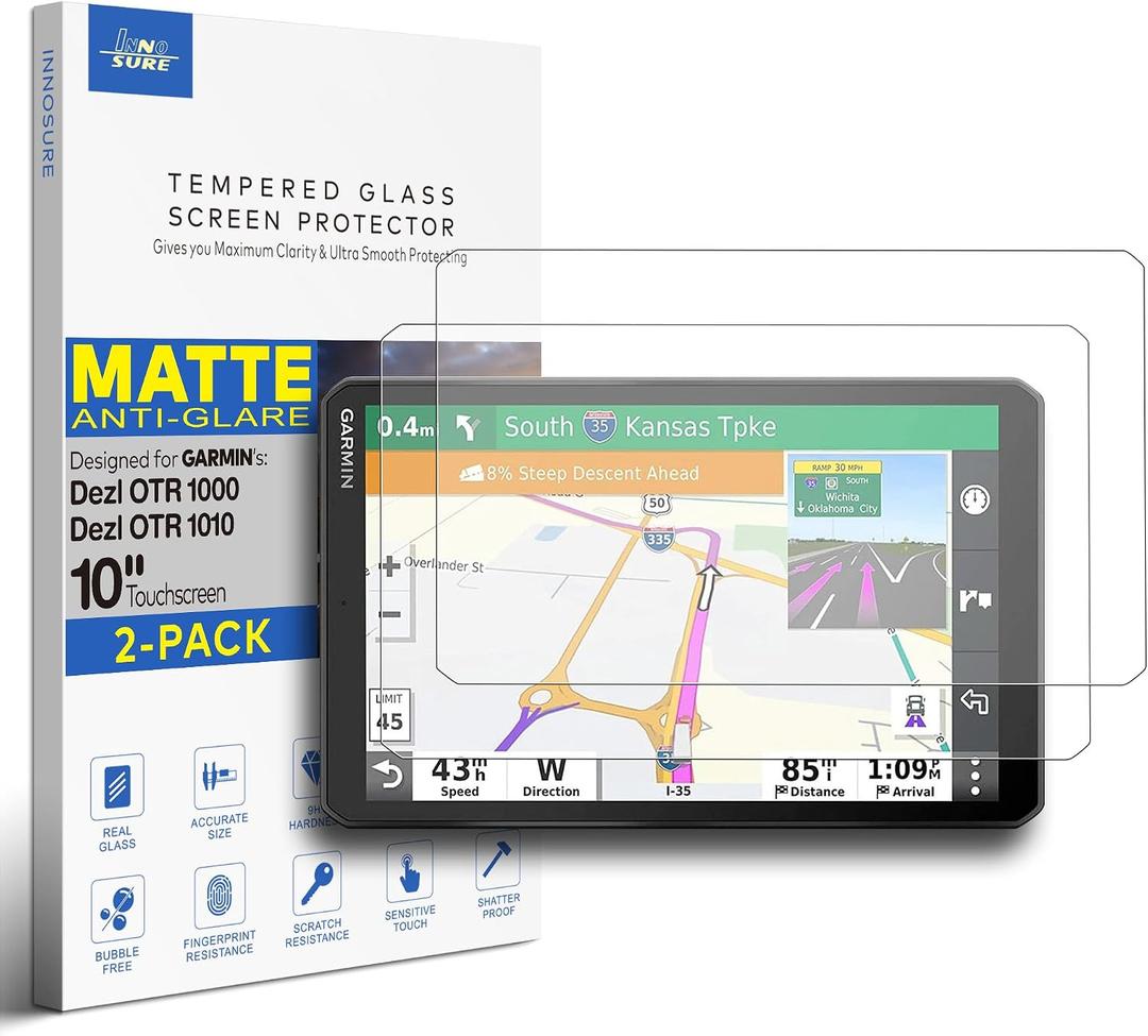 [2-PACK] Tempered Glass Screen Protector for Garmin Dezl OTR1000, OTR1010, OTR1020 10 Inch Touchscreen Anti Glare (Matte)