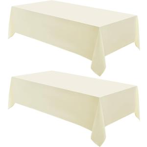 VidaFete Tablecloth 2 Pack 90 * 132inch Rectangle Table Cloth Polyester, Stain Wrinkle Resistant Polyester Dining Table Cover for Kitchen Dinning Party Wedding Rectangular Buffet Decoration(Ivory)