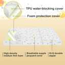 3"x26"x38" Trifold Mattress Topper, Waterproof Breathable Soft Removable Cover, Portable Mattress Pad with Carry Bag for Indoor & Outdoor Use, High Density Medium Firm Foam